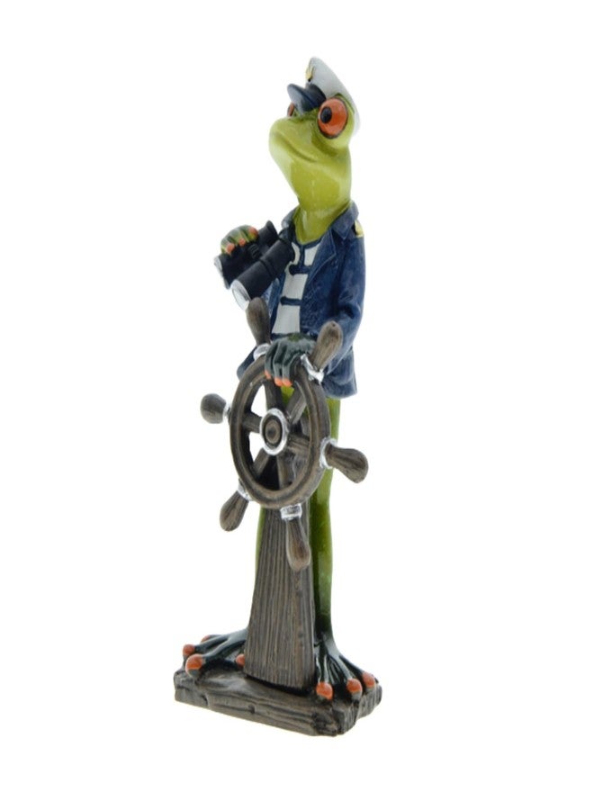 Queemie Creative Frog Captain Steering Resin Statues, Navy Skipper Mascot Frogs Sculptures Collectible Figurines for Marine Sailing Lovers Home Office Decorations Gifts - Image 3